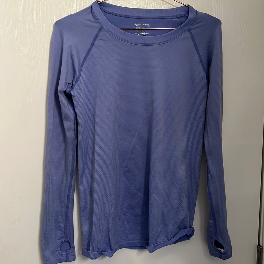 Buff Bunny XL workout shirt with back cut out and thumb holes